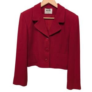 Wallis Single‎ Breasted Cropped Blazer Red Notched Lapel Lined Y2K 90s